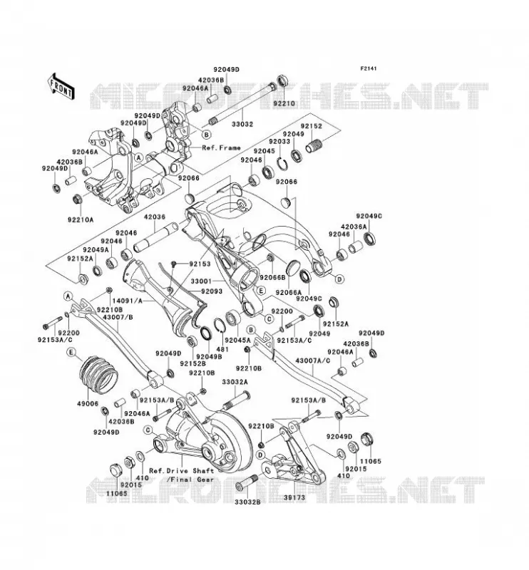 BRAS OSCILLANT Kawasaki MOTOS 1400 2009 1400GTR  ZG1400B9F