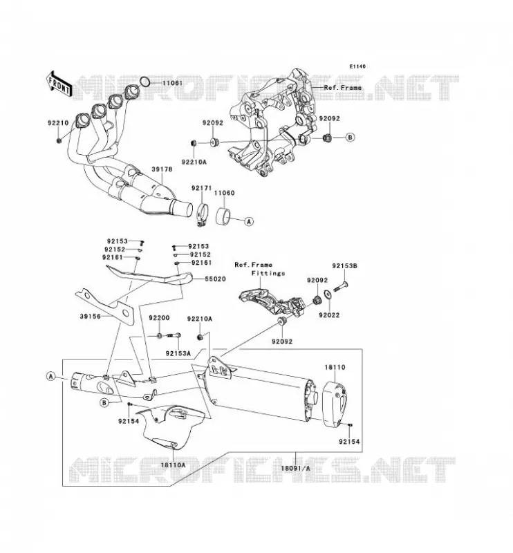 &Eacute;CHAPPEMENT Kawasaki MOTOS 1400 2011 1400GTR ABS  ZG1400CBF