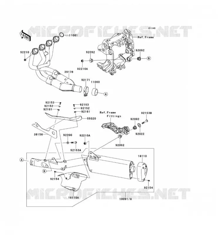 &Eacute;CHAPPEMENT Kawasaki MOTOS 1400 2011 1400GTR ABS  ZG1400CBF