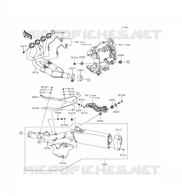 &Eacute;CHAPPEMENT Kawasaki MOTOS 1400 2015 1400GTR ABS  ZG1400EFF