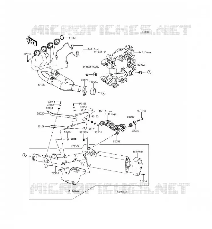 &Eacute;CHAPPEMENT Kawasaki MOTOS 1400 2015 1400GTR ABS  ZG1400EFF