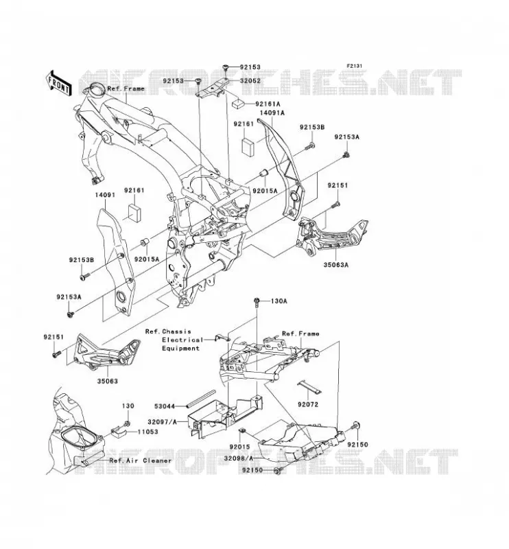 PIECE DE CADRE (COUVERTURE) Kawasaki MOTOS 1000 2003 Z1000  ZR1000-A1