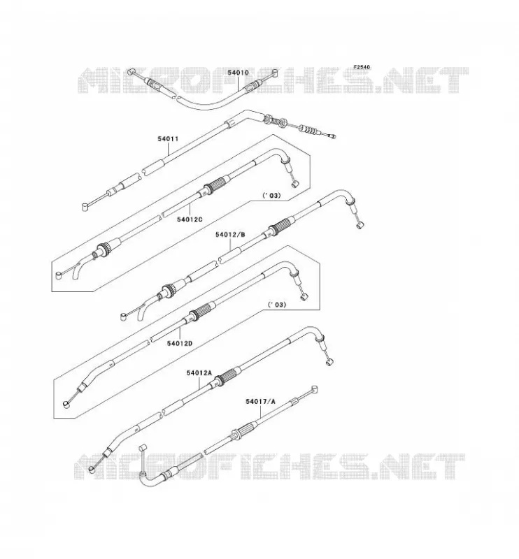 CABLES Kawasaki MOTOS 1000 2003 Z1000  ZR1000-A1