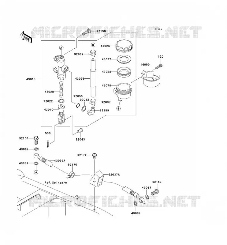 MAITRE CYLINDRE ARRI&Egrave;RE Kawasaki MOTOS 1000 2003 Z1000  ZR1000-A1