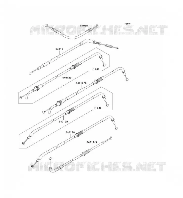 CABLES Kawasaki MOTOS 1000 2003 Z1000  ZR1000-A1