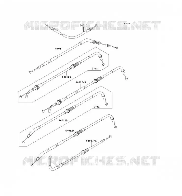 CABLES Kawasaki MOTOS 1000 2003 Z1000  ZR1000-A1H