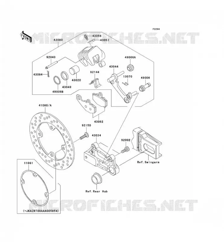 FREIN ARRIERE Kawasaki MOTOS 1000 2003 Z1000  ZR1000-A1H
