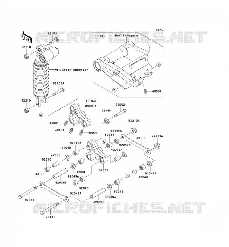 SUSPENSION Kawasaki MOTOS 1000 2003 Z1000  ZR1000-A1H