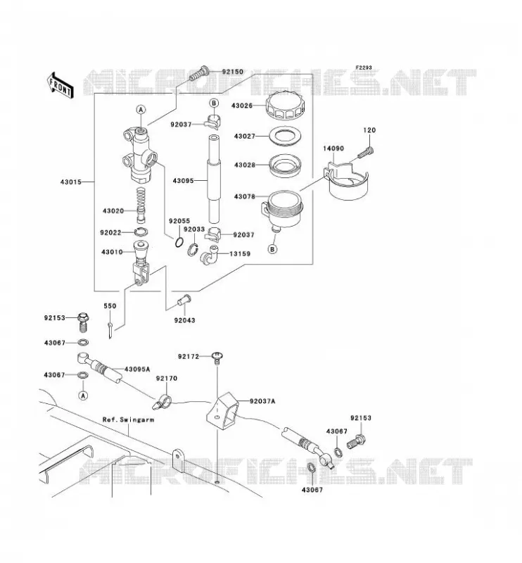 MAITRE CYLINDRE ARRI&Egrave;RE Kawasaki MOTOS 1000 2004 Z1000  ZR1000-A2
