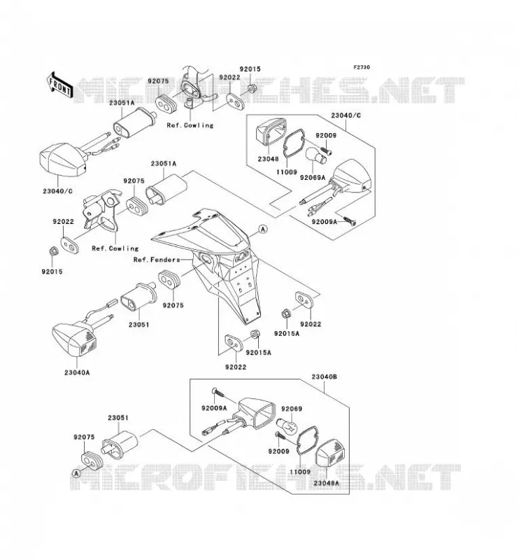 CLIGNOTANTS Kawasaki MOTOS 1000 2004 Z1000  ZR1000-A2