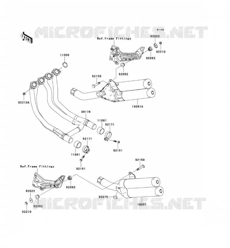 &Eacute;CHAPPEMENT Kawasaki MOTOS 1000 2004 Z1000  ZR1000-A2H