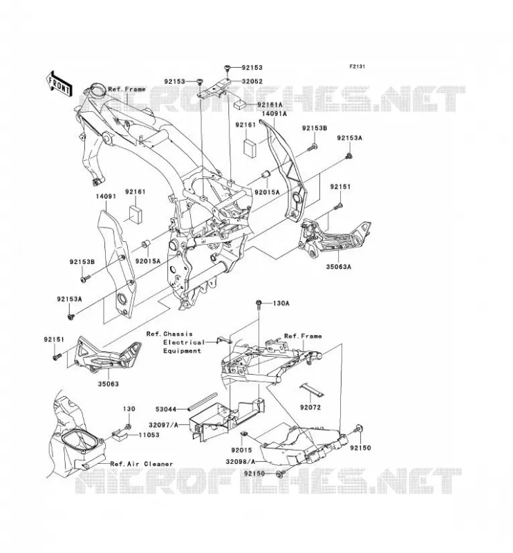 PIECE DE CADRE (COUVERTURE) Kawasaki MOTOS 1000 2004 Z1000  ZR1000-A2H