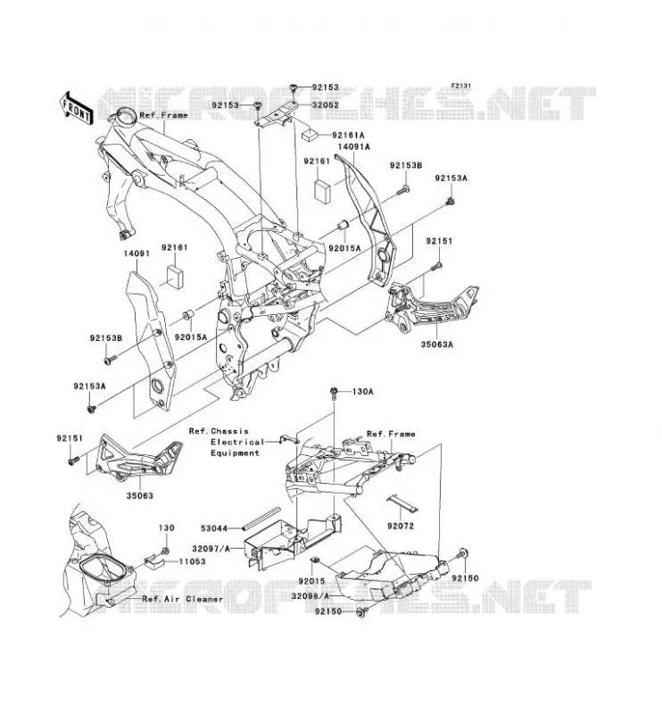 PIECE DE CADRE (COUVERTURE) Kawasaki MOTOS 1000 2004 Z1000  ZR1000-A2H