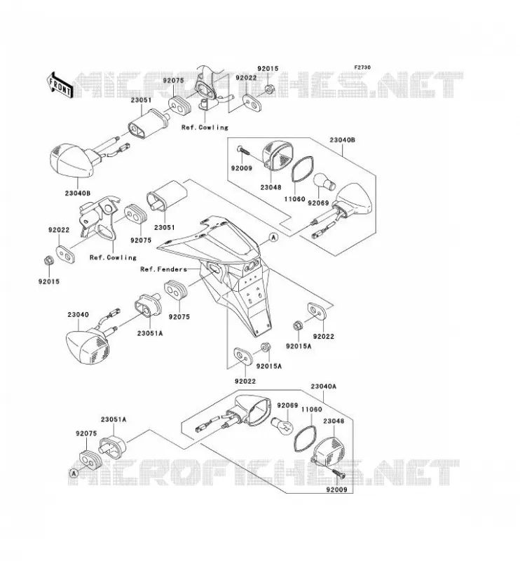 CLIGNOTANTS Kawasaki MOTOS 1000 2004 Z1000  ZR1000-A2H
