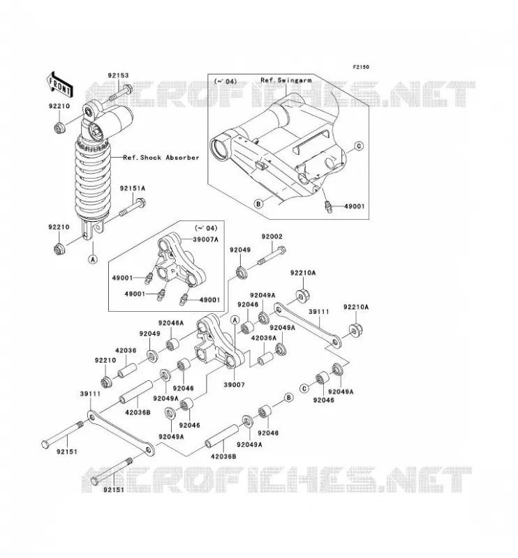SUSPENSION Kawasaki MOTOS 1000 2004 Z1000  ZR1000-A2H