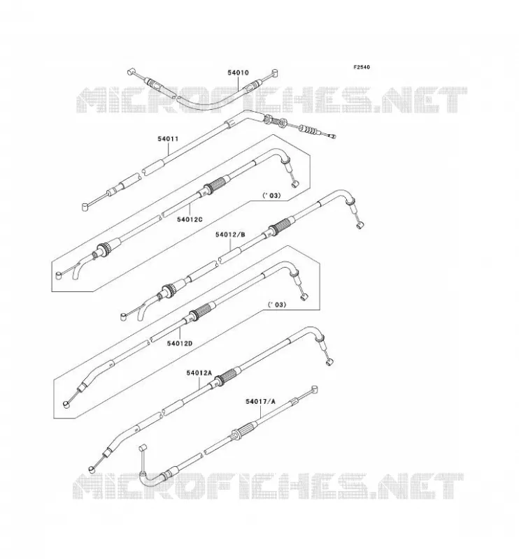 CABLES Kawasaki MOTOS 1000 2005 Z1000  ZR1000-A3