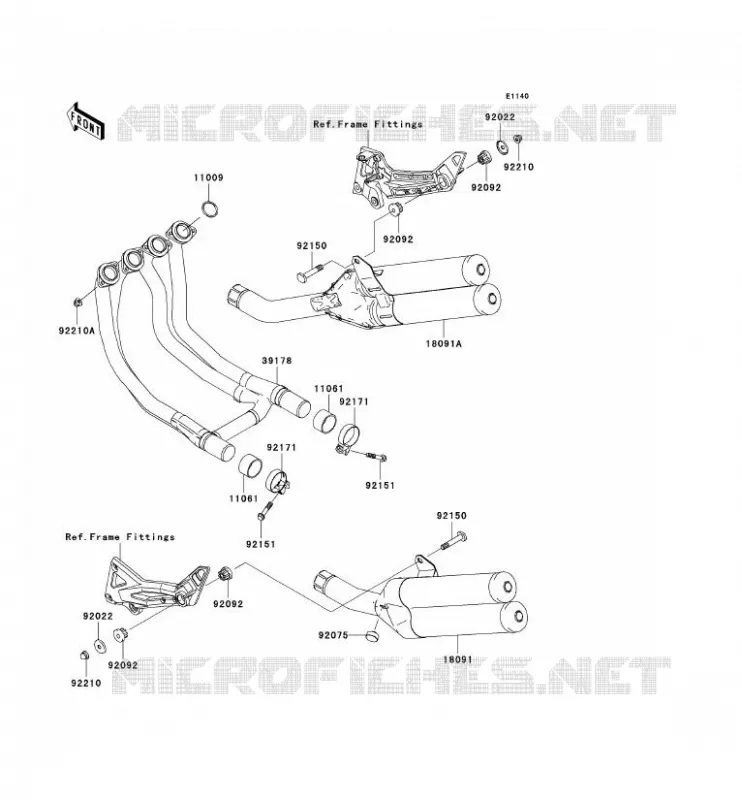 &Eacute;CHAPPEMENT Kawasaki MOTOS 1000 2005 Z1000  ZR1000-A3