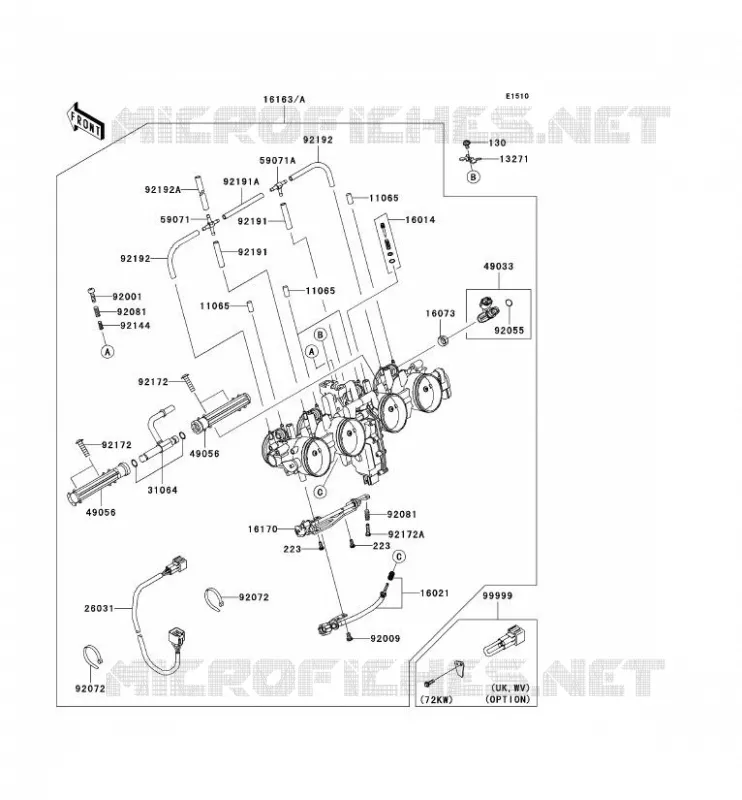 CARBU Kawasaki MOTOS 1000 2007 Z1000  ZR1000B7F