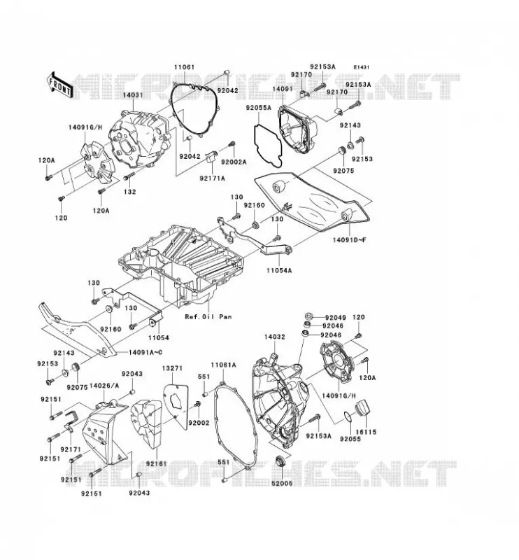 COUVERCLES MOTEUR Kawasaki MOTOS 1000 2007 Z1000  ZR1000B7F