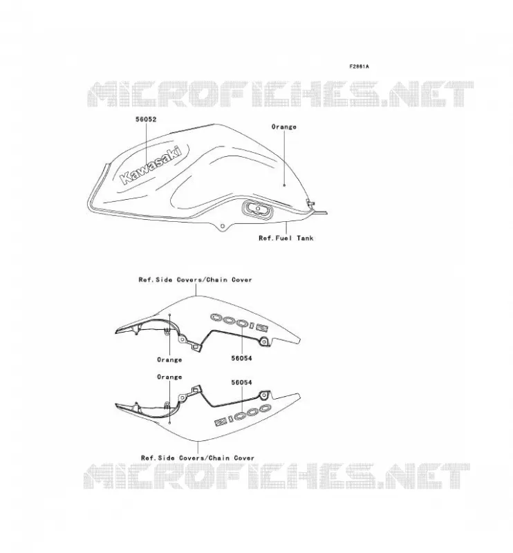 STICKER(ORANGE) Kawasaki MOTOS 1000 2007 Z1000  ZR1000B7F