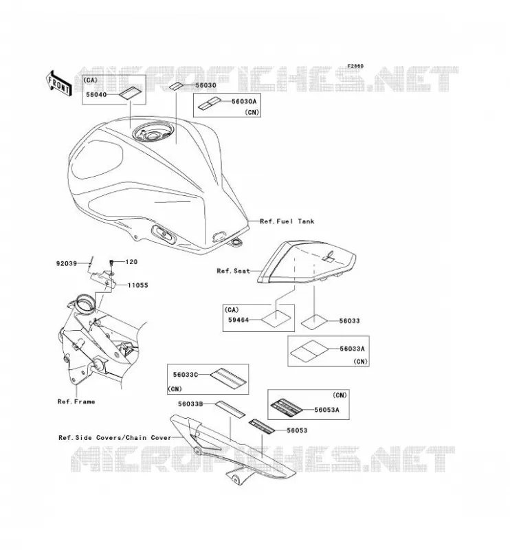 LABEL Kawasaki MOTOS 1000 2008 Z1000  ZR1000B8F