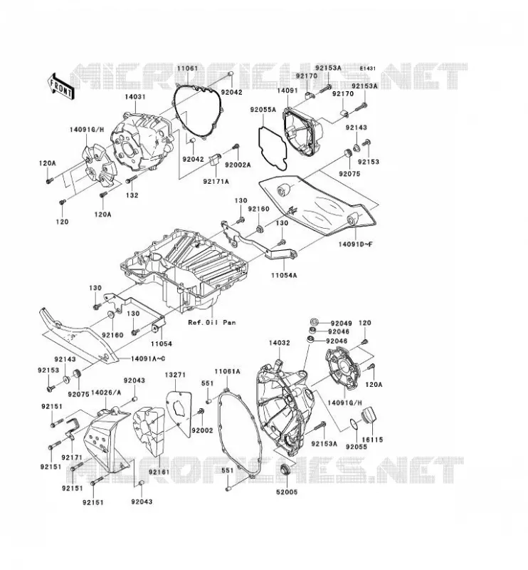 COUVERCLES MOTEUR Kawasaki MOTOS 1000 2008 Z1000  ZR1000B8F
