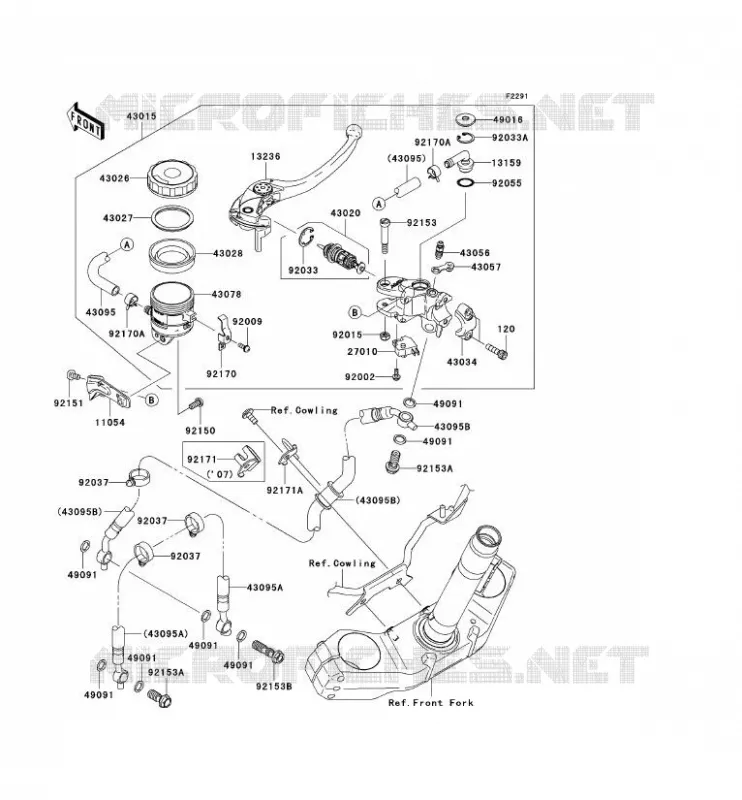 MAITRE CYLINDRE AV Kawasaki MOTOS 1000 2008 Z1000  ZR1000B8F