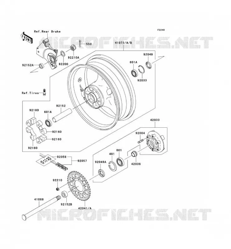 MOYEU ARRIERE Kawasaki MOTOS 1000 2008 Z1000  ZR1000B8F