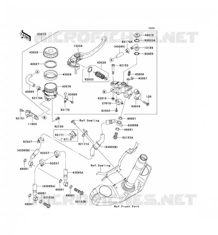 MAITRE CYLINDRE AV Kawasaki MOTOS 1000 2009 Z1000  ZR1000B9F