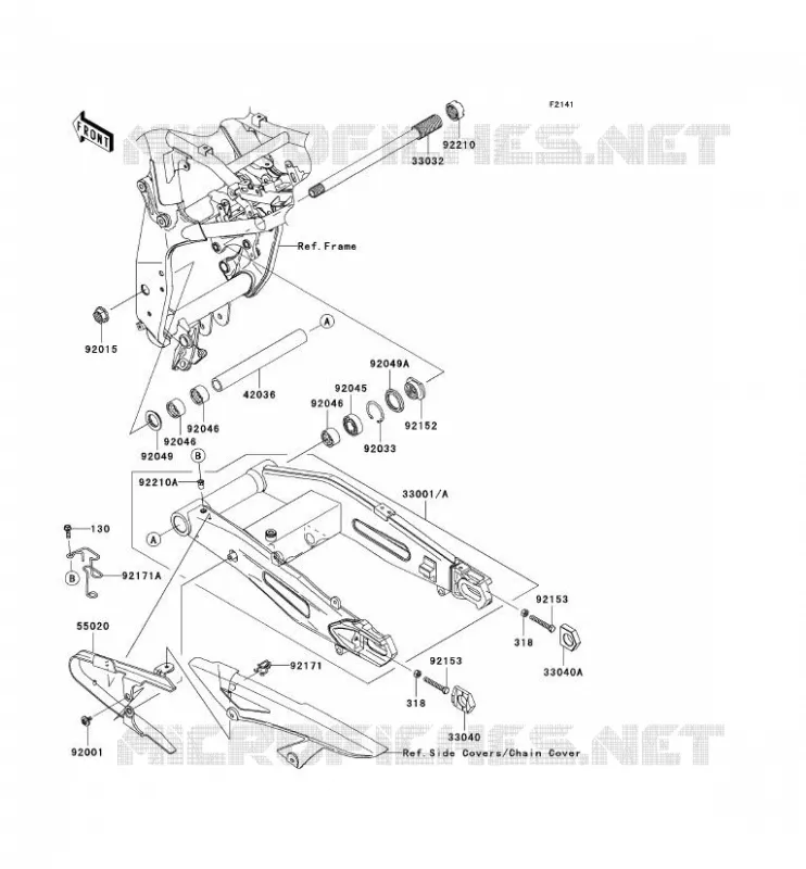 BRAS OSCILLANT Kawasaki MOTOS 1000 2009 Z1000  ZR1000B9F
