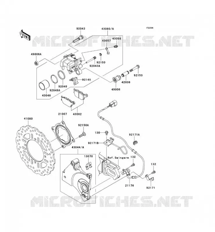 FREIN ARRIERE Kawasaki MOTOS 1000 2007 Z1000 ABS  ZR1000C7F