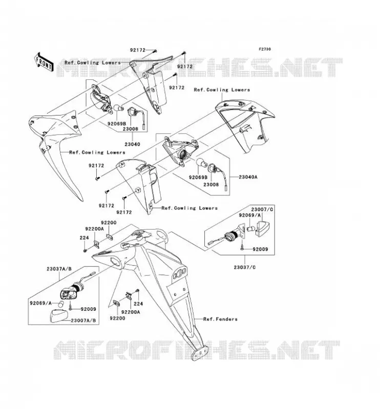 CLIGNOTANTS Kawasaki MOTOS 1000 2007 Z1000 ABS  ZR1000C7F