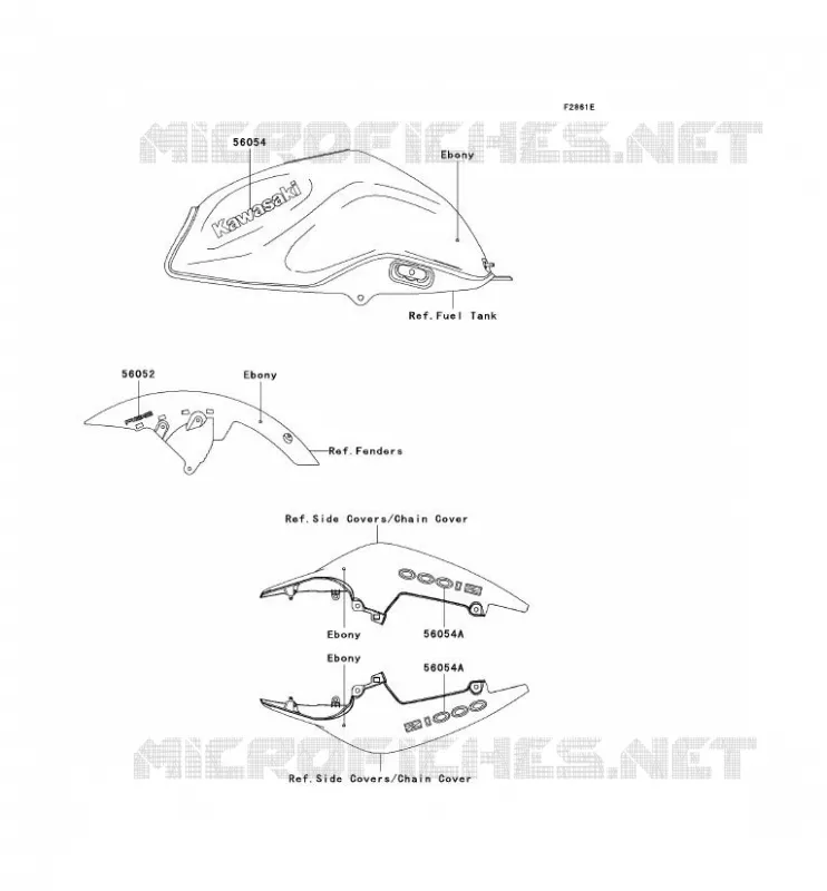 STICKER(EBONY) Kawasaki MOTOS 1000 2009 Z1000 ABS  ZR1000C9F