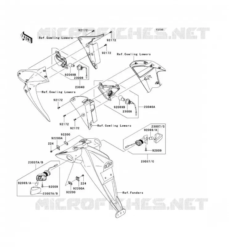 CLIGNOTANTS Kawasaki MOTOS 1000 2009 Z1000 ABS  ZR1000C9F