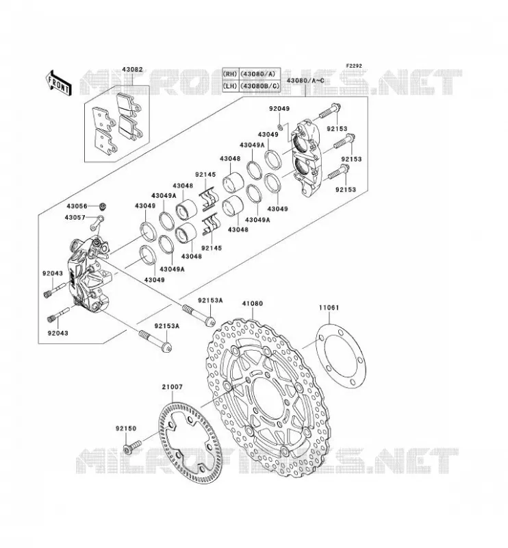 FREIN AVANT Kawasaki MOTOS 1000 2009 Z1000 ABS  ZR1000C9F
