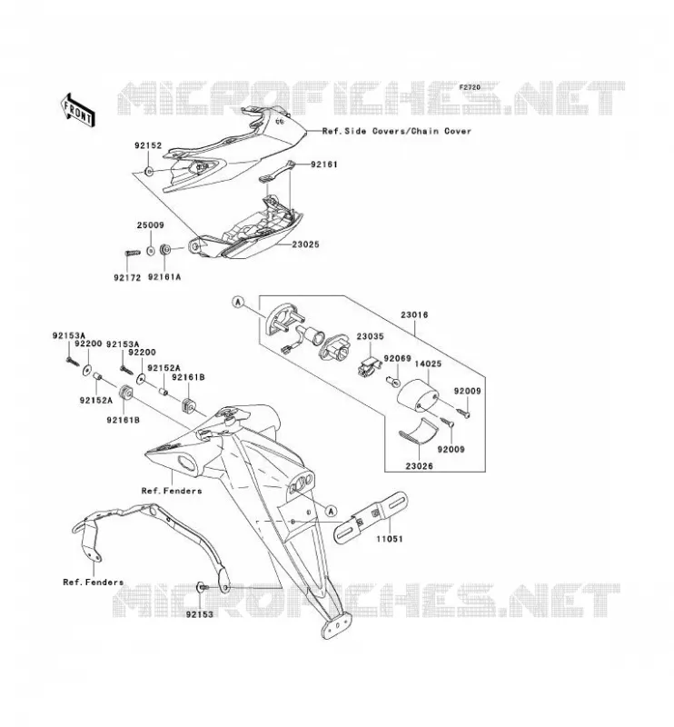 FEUX ARRI&Egrave;RE(S) Kawasaki MOTOS 1000 2009 Z1000 ABS  ZR1000C9F