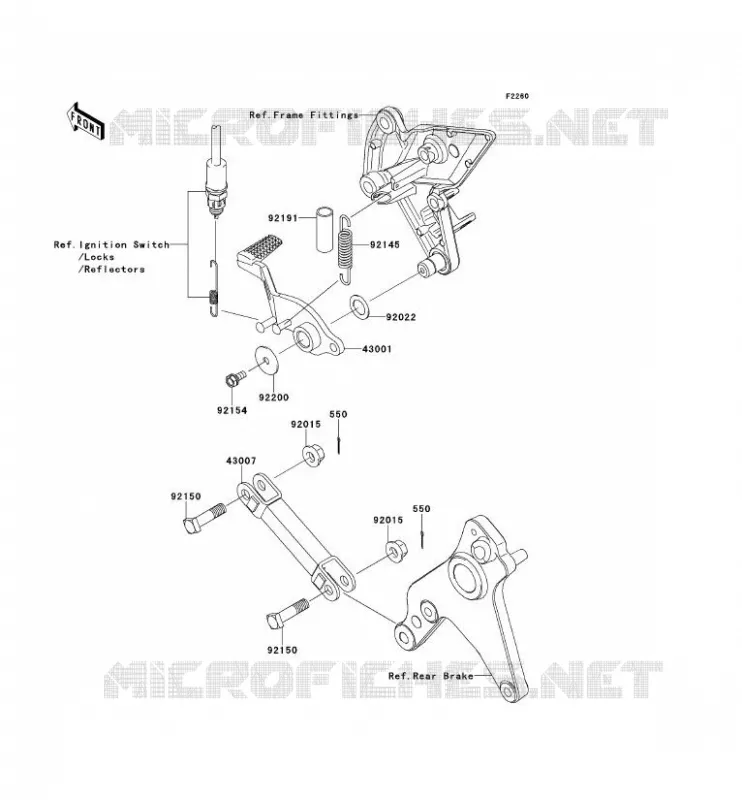 PEDALE DE FREIN/TORQUE LINK Kawasaki MOTOS 1000 2010 Z1000  ZR1000DAF