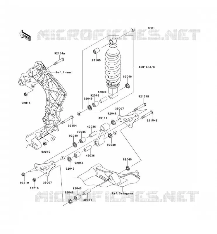 SUSPENSION/AMORTISSEUR Kawasaki MOTOS 1000 2010 Z1000  ZR1000DAF
