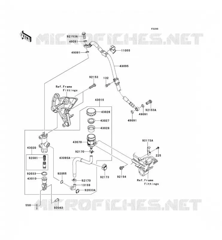 MAITRE CYLINDRE ARRI&Egrave;RE Kawasaki MOTOS 1000 2010 Z1000  ZR1000DAF
