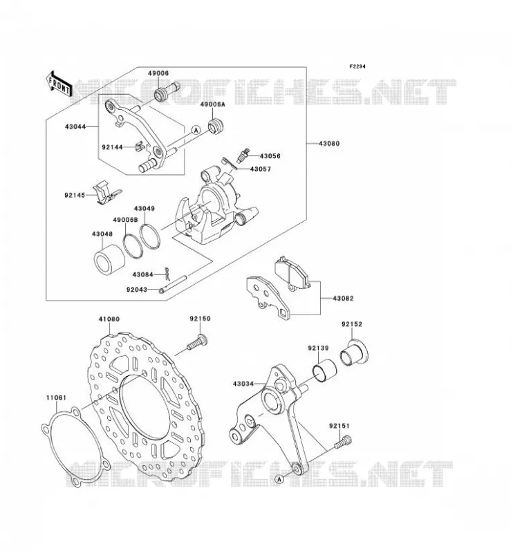 FREIN ARRIERE Kawasaki MOTOS 1000 2011 Z1000  ZR1000DBF