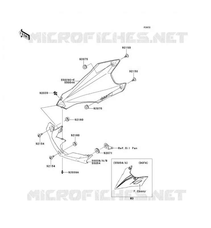 CARENAGE INFERIEUR Kawasaki MOTOS 1000 2011 Z1000  ZR1000DBF