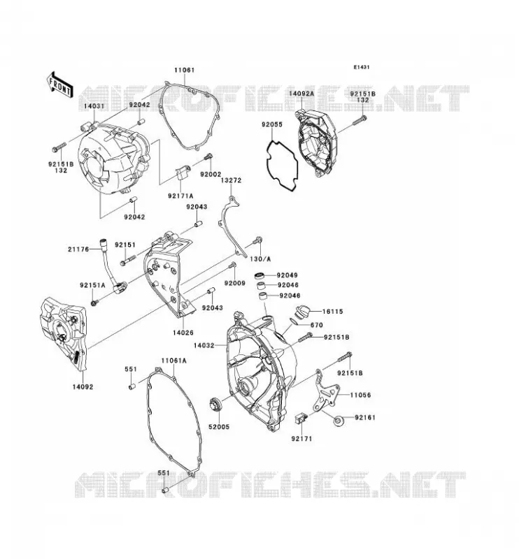 COUVERCLES MOTEUR Kawasaki MOTOS 1000 2011 Z1000  ZR1000DBF