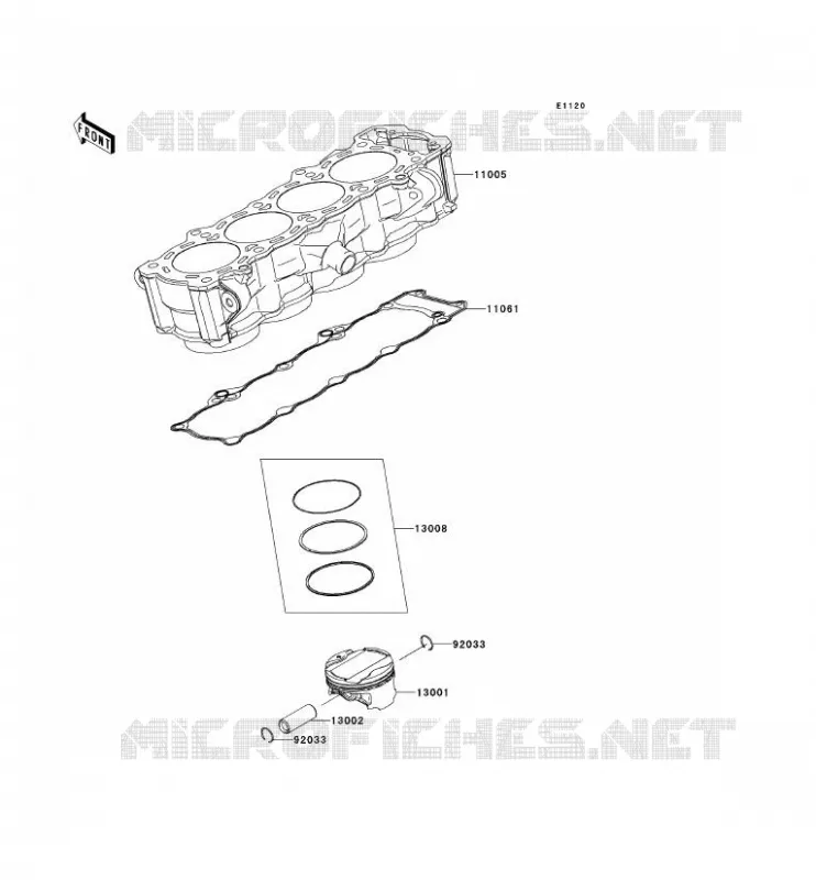CYLINDRE/PISTON Kawasaki MOTOS 1000 2011 Z1000  ZR1000DBF