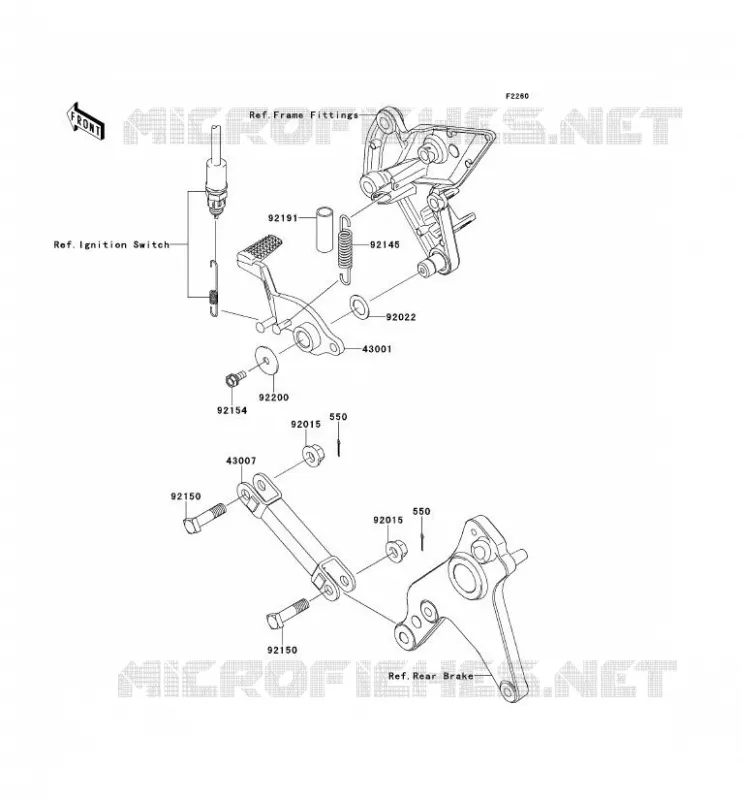 PEDALE DE FREIN Kawasaki MOTOS 1000 2011 Z1000  ZR1000DBF