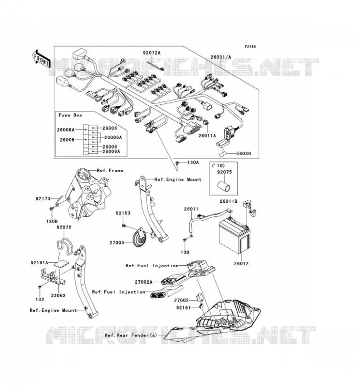 CHASSIS EQUIPMENT ELECTRIQUE Kawasaki MOTOS 1000 2012 Z1000  ZR1000DCF