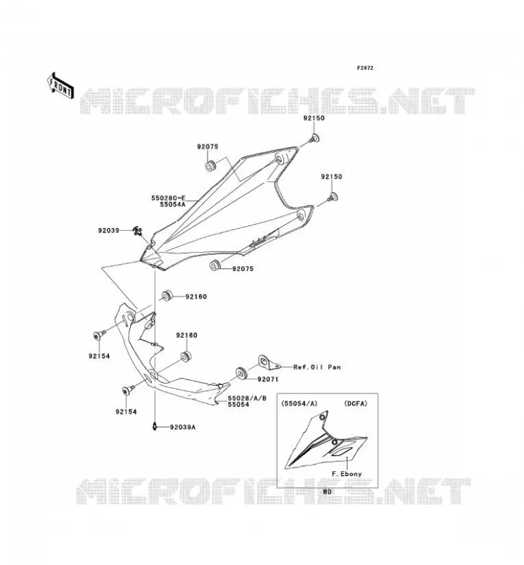 CARENAGE INFERIEUR Kawasaki MOTOS 1000 2012 Z1000  ZR1000DCF