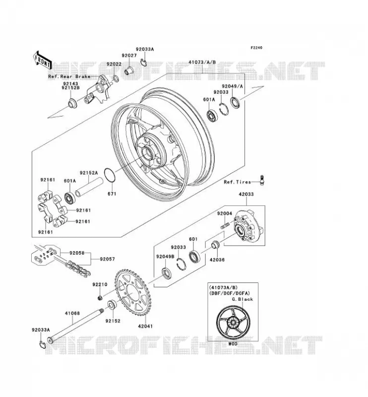 MOYEU ARRIERE Kawasaki MOTOS 1000 2012 Z1000  ZR1000DCF