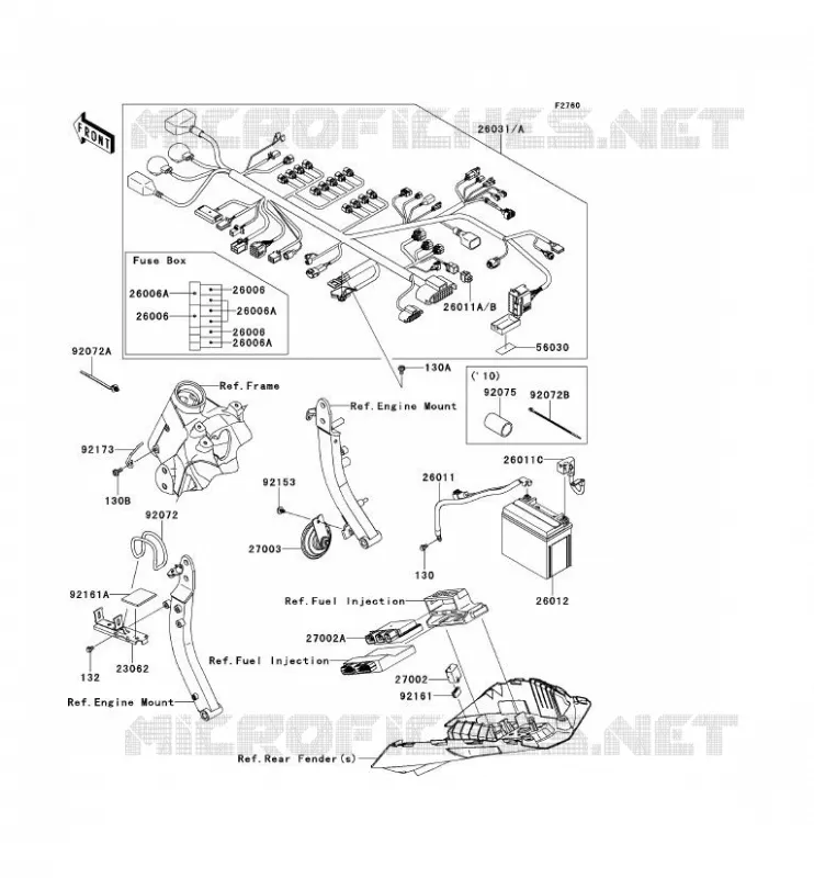CHASSIS EQUIPMENT ELECTRIQUE Kawasaki MOTOS 1000 2012 Z1000  ZR1000DCFA