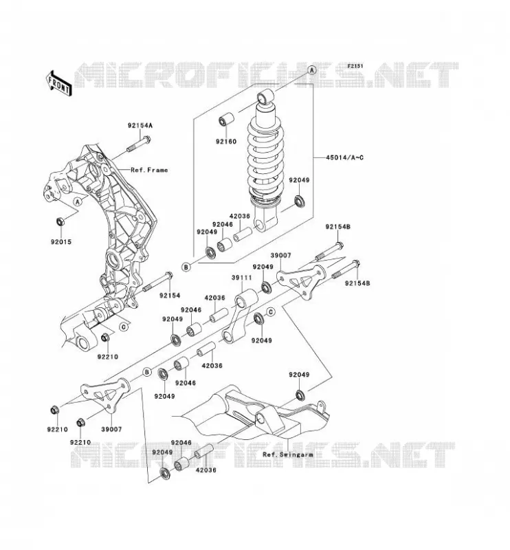 SUSPENSION/AMORTISSEUR Kawasaki MOTOS 1000 2012 Z1000  ZR1000DCFA