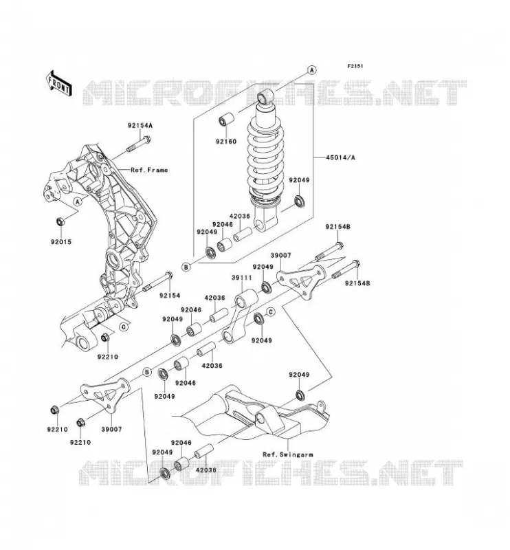 SUSPENSION/AMORTISSEUR Kawasaki MOTOS 1000 2013 Z1000  ZR1000DDF